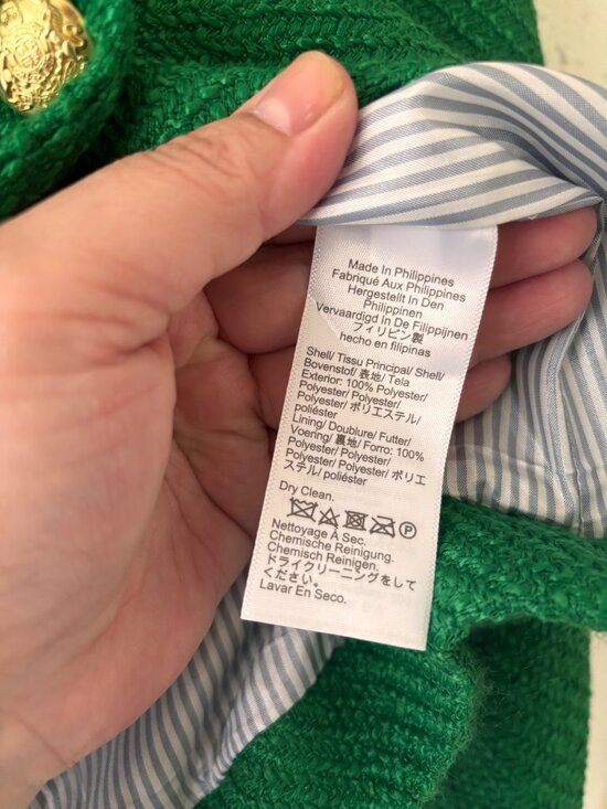 J.Crew Green Tweed Schoolboy Blazer Size 18 Gold Button Lined Classic Style - Picture 8 of 15